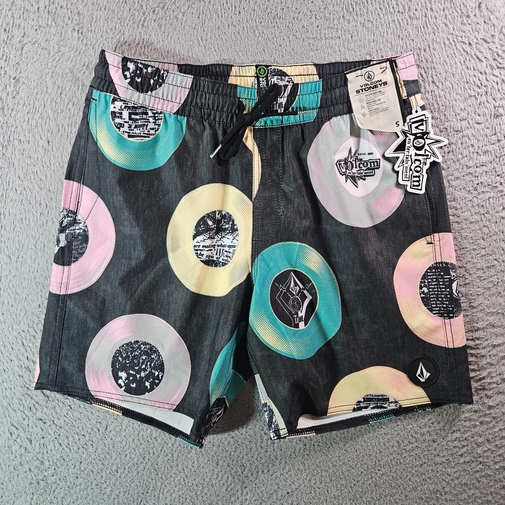 NWT Volcom Stoneys Board Shorts Swim Trunks Men Small Geometric‎ Multicolor